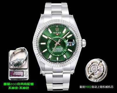 AR Factory Rolex Sky-Dweller 42mm 9002 Movement Green Face White Gold Oyster Band Watch